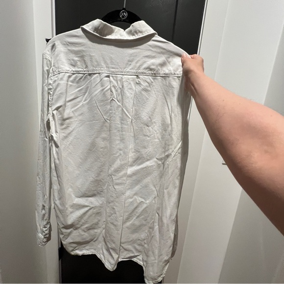 Anthropologie cloth and stone white button down long sleeve white collar shirt L - Picture 2 of 4